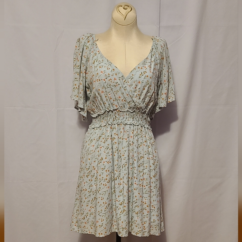 Altar'd State Light Sage Floral Smocked-Waist Dress - Picture 10 of 10